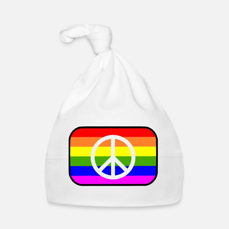 Signe de paix sur le drapeau arc-en-ciel LGBT - Bonnet bio Bébé - blanc