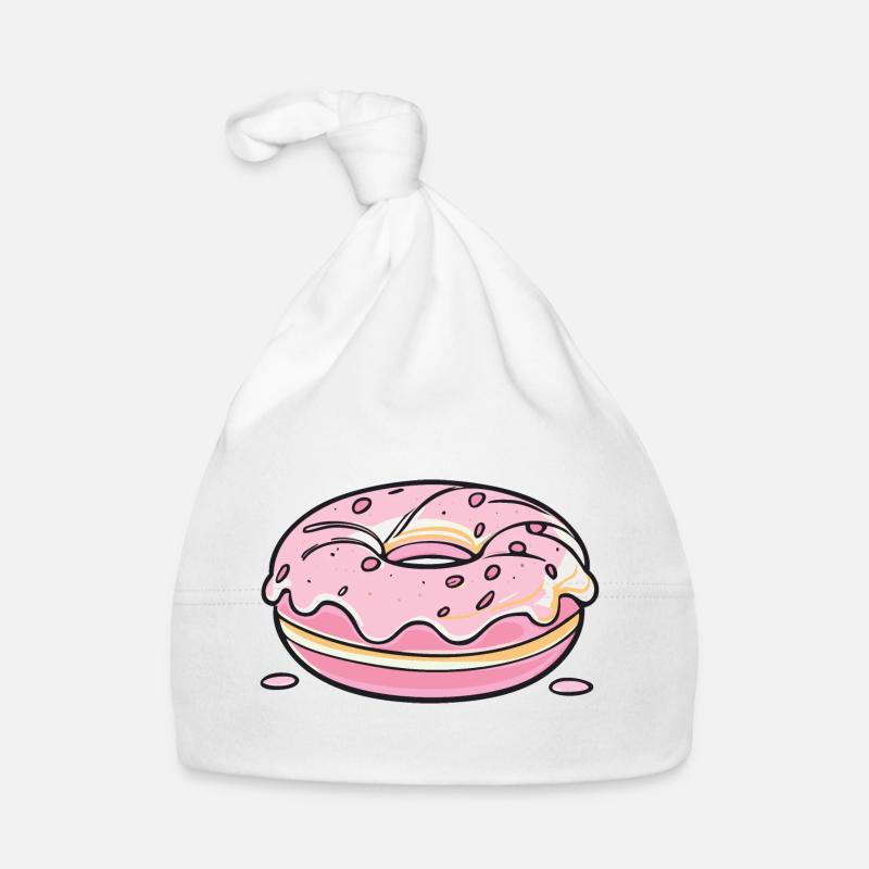 Beignet - rose - Bonnet bio Bébé - blanc