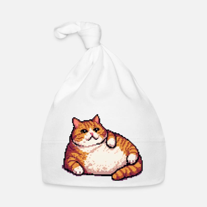 Fat ginger cat pixel art Organic Baby Cap