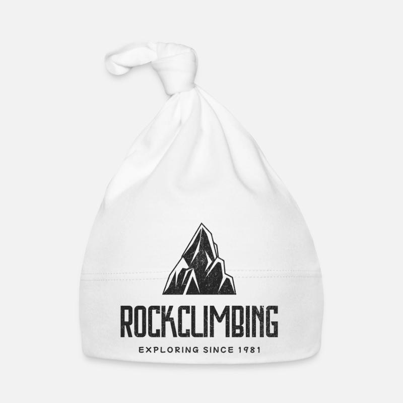 Rock Climbing Logo Featuring a Mountain 1981 Organic Baby Cap