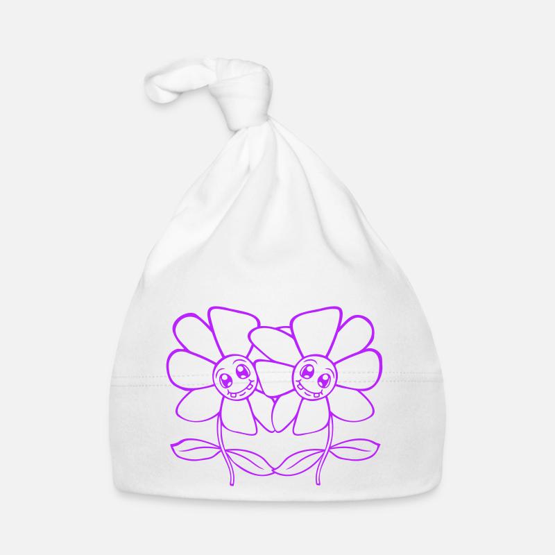 Zwei Hübsche Schöne Blümchen Blumen Blüten Freunde Baby Bio-Mütze