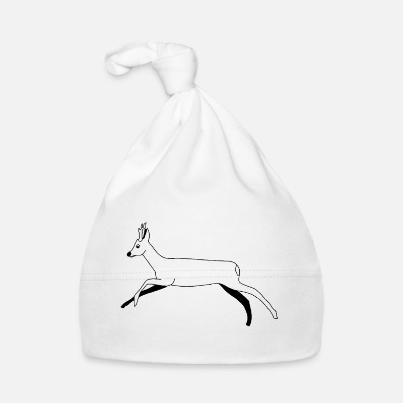 Cerf / Chevreuil - graphique en noir et blanc - Bonnet bio Bébé - blanc