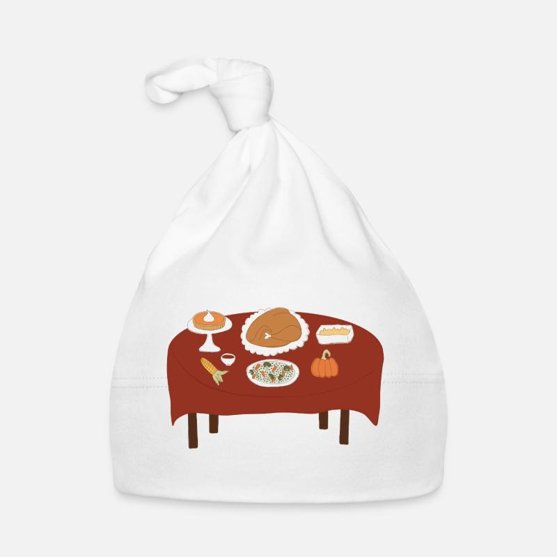 Thanksgiving Feast Illustration Organic Baby Cap