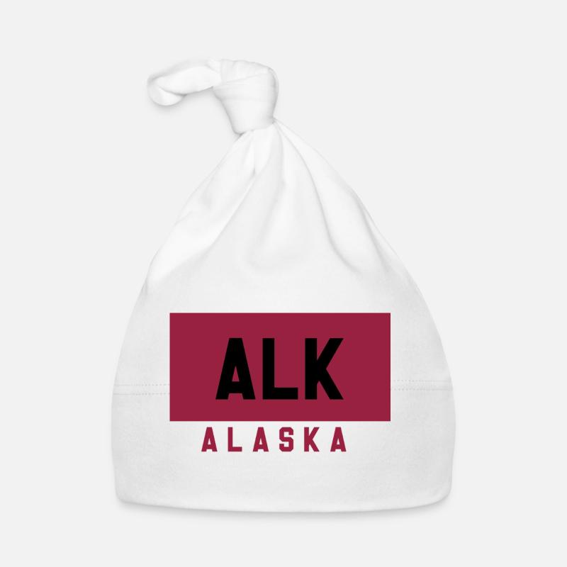 Alaska Typography in Ruby Color Organic Baby Cap