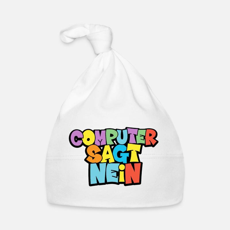 Colorful Computer Says No Graphic Organic Baby Cap