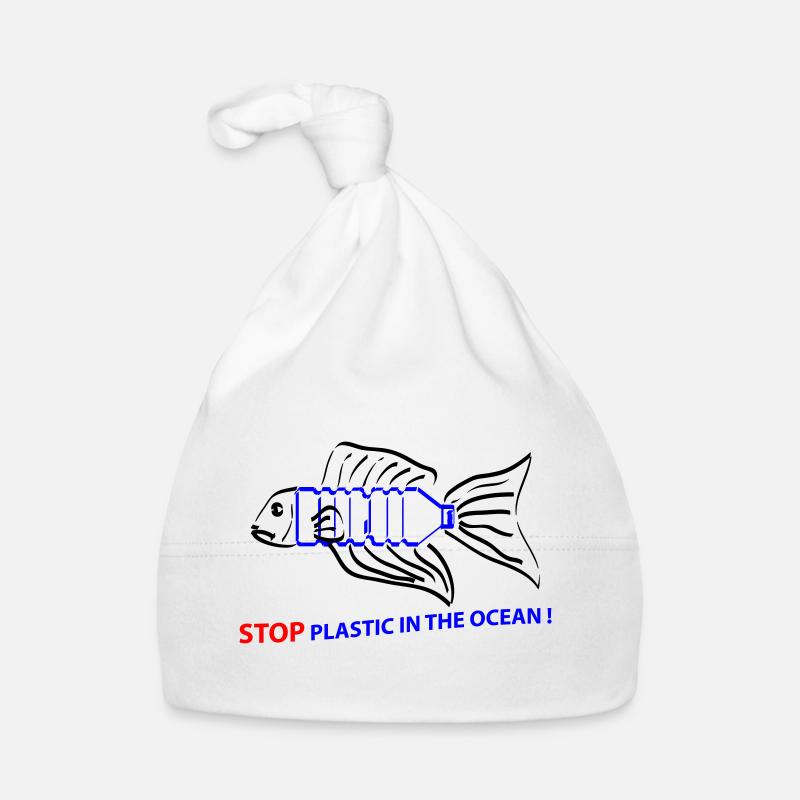 Fisch und Plastik - Baby Bio-Mütze - Weiß
