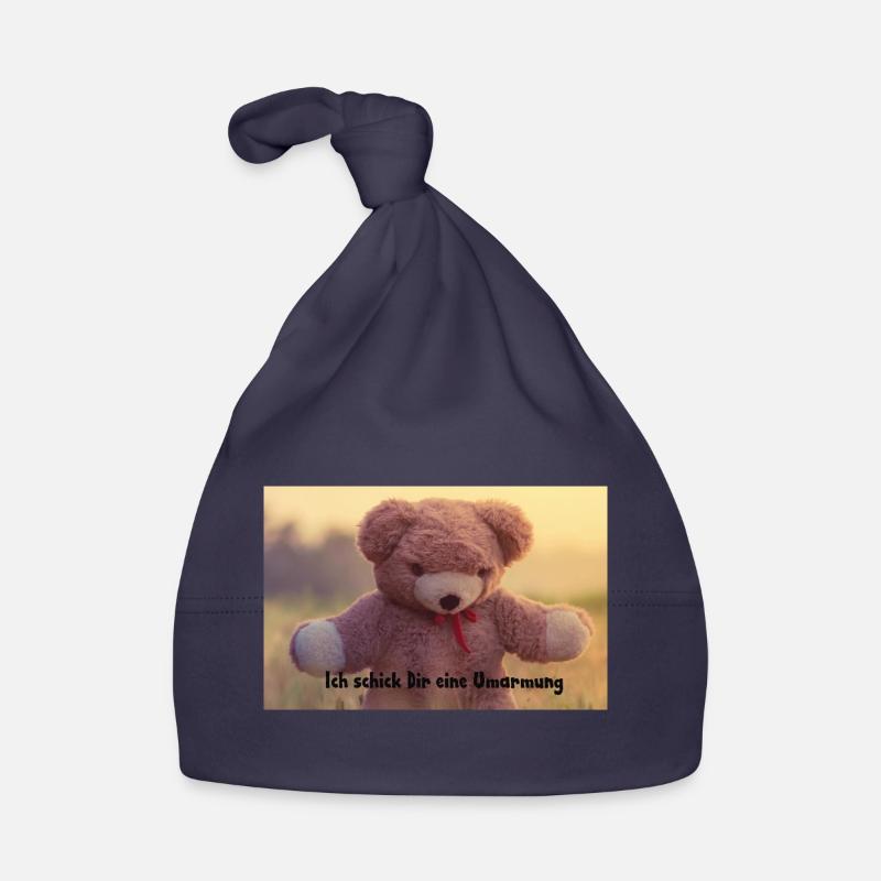 Teddy Bear Hug Print Organic Baby Cap