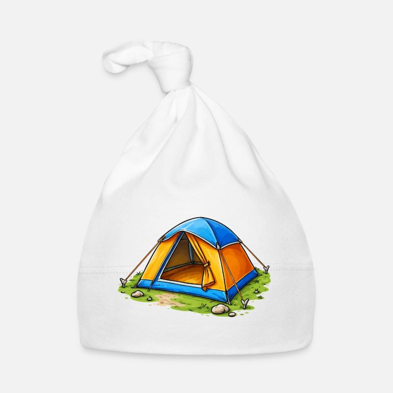 Illustration de bande dessinée de tente de camping Bonnet bio Bébé