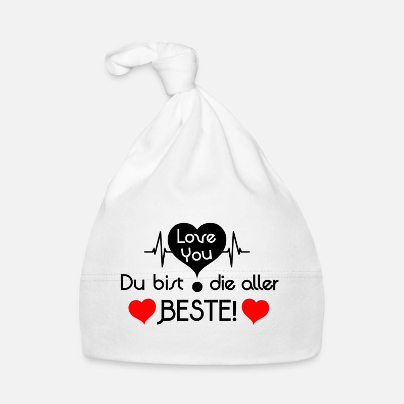 Je t’aime, tu es le meilleur ! - Noir Rouge - Bonnet bio Bébé - blanc