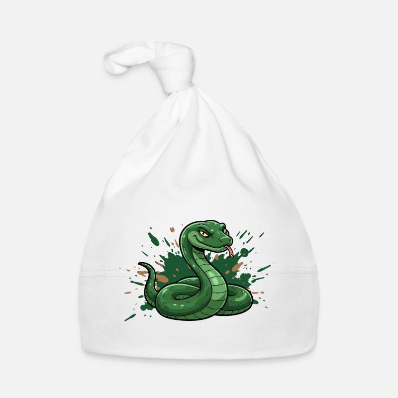 Serpent de dessin animé vert avec éclaboussures Bonnet bio Bébé