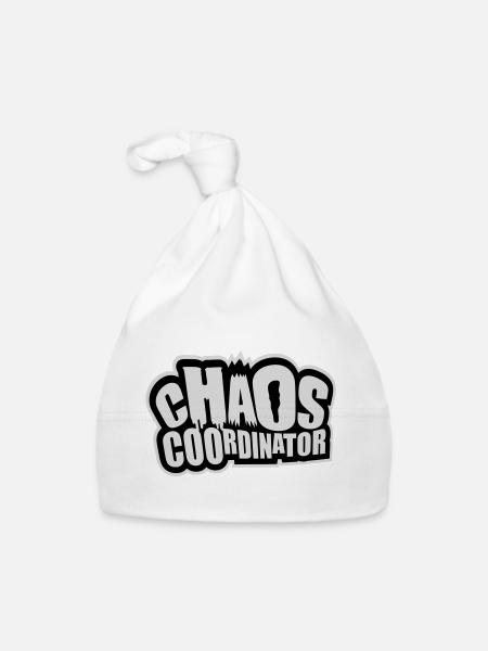 Chaos Coordinator Lustig Titel Eltern Lehrer Logo - Baby Bio-Mütze - Weiß - Vorne