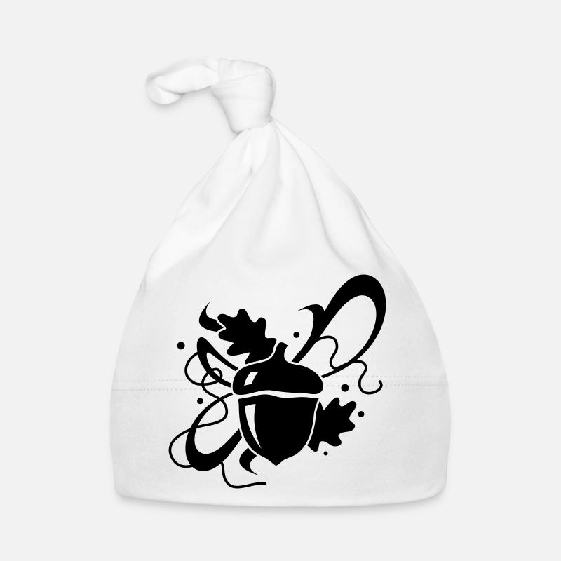 Un gland avec feuilles de chêne - Bonnet bio Bébé - blanc
