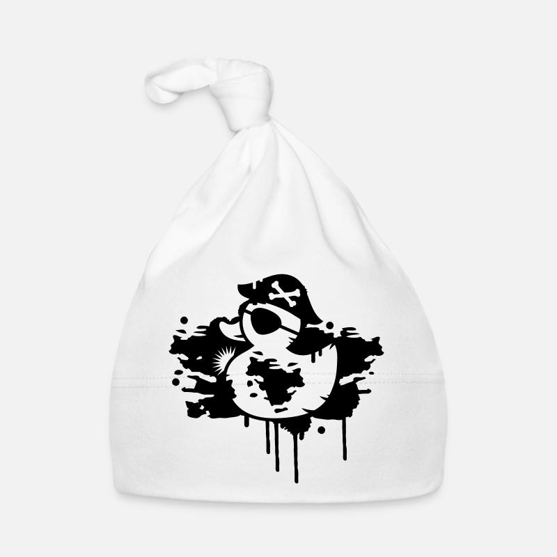 A rubber duck pirate with a pirate hat and eye Organic Baby Cap