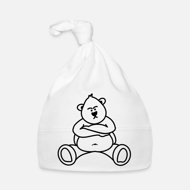 Offensé Ours / Ours [v1 1c] - Bonnet bio Bébé - blanc