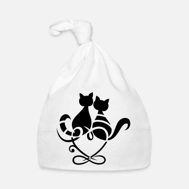 Chats Coeur Symbole Infini Saint Valentin Amour - Bonnet bio Bébé - blanc
