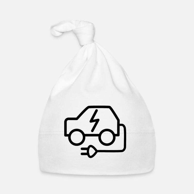 Voiture électrique et câble de recharge - Bonnet bio Bébé - blanc