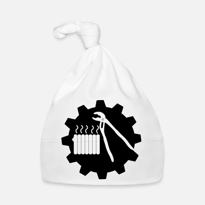 Teamwork heating mechanic logo in gear Organic Baby Cap