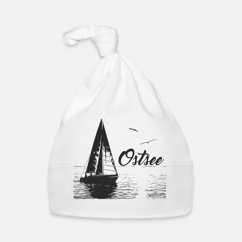 Ostsee Segelboot und 2 Möwen Baby Bio-Mütze