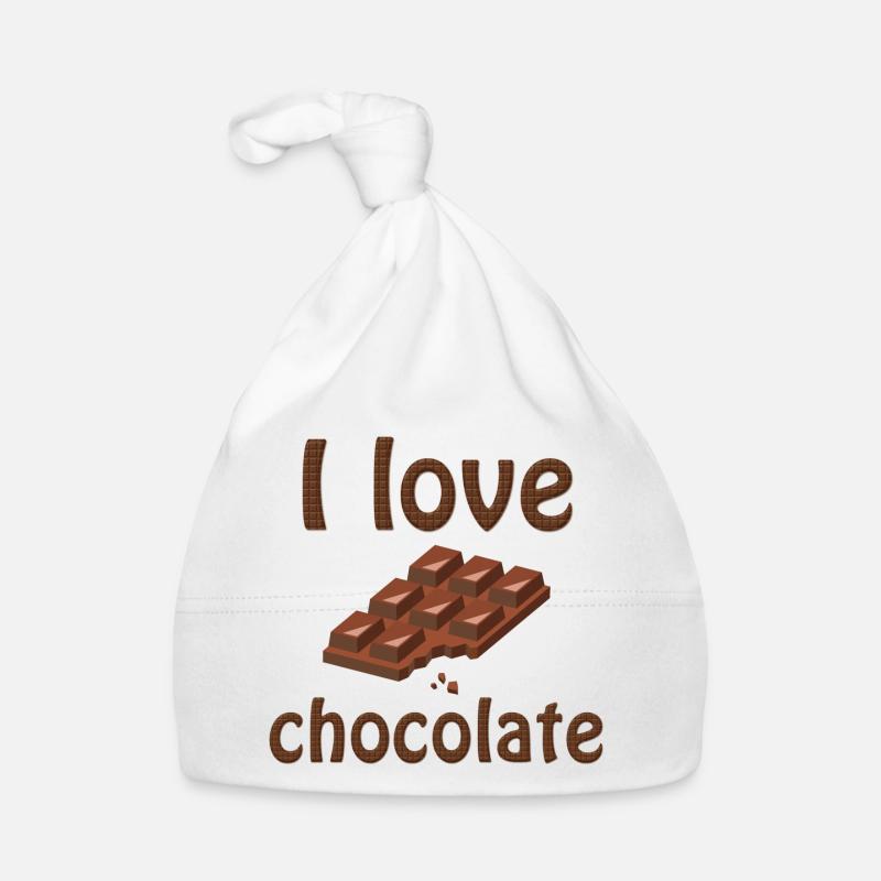 i love chocolate, j'aime le chocolat - Bonnet bio Bébé - blanc