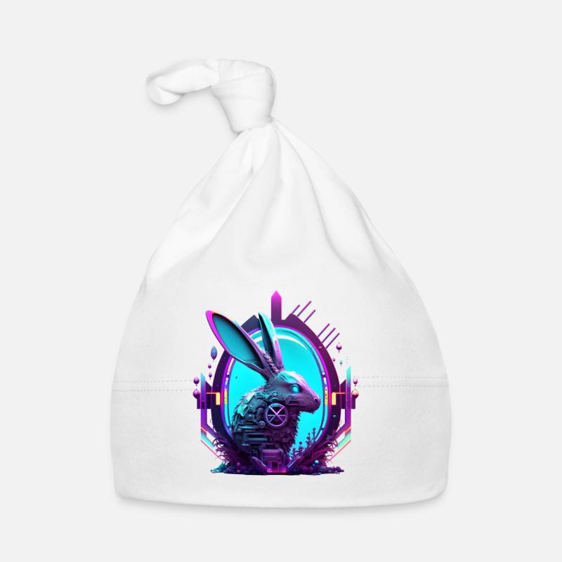Future technology Easter egg with bunnies Organic Baby Cap