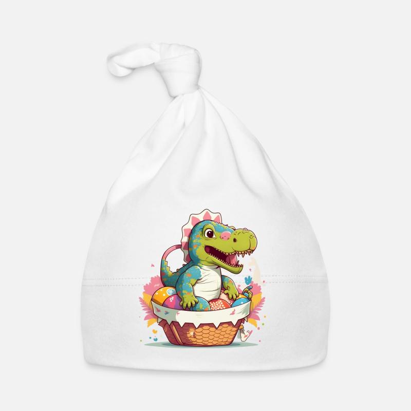 Dino in the Easter egg basket Organic Baby Cap