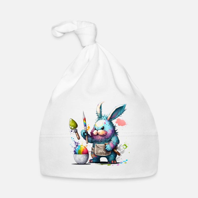 Lapin de Pâques de dessin animé avec œuf de Pâques Bonnet bio Bébé
