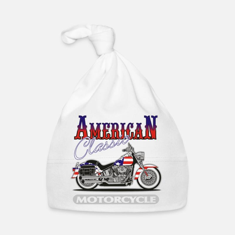 Moto américaine classique - Bonnet bio Bébé - blanc