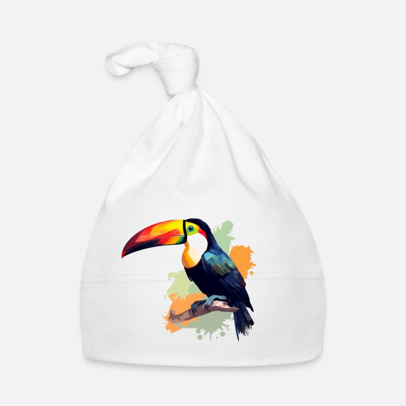 Toucan vert orange éclaboussure de couleur Bonnet bio Bébé
