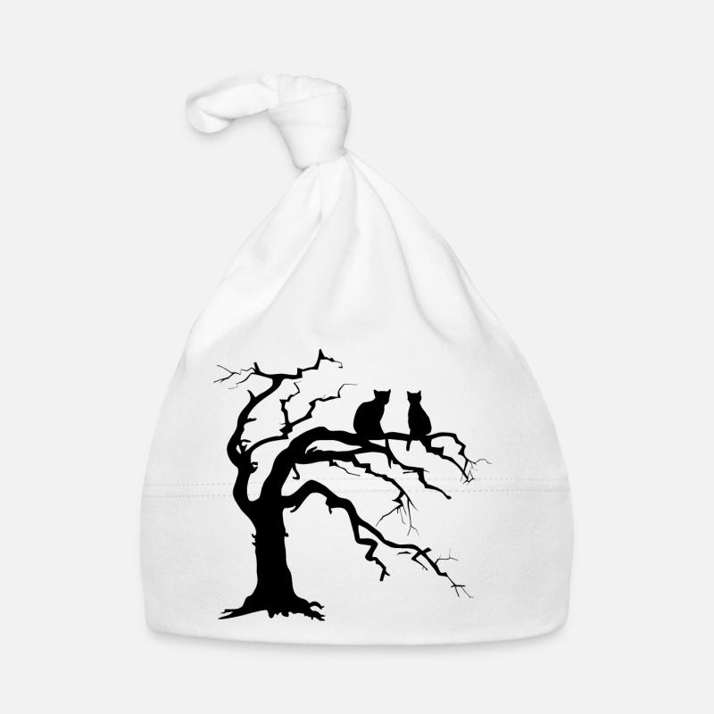 Arbre mort avec 2 silhouettes de chats Bonnet bio Bébé