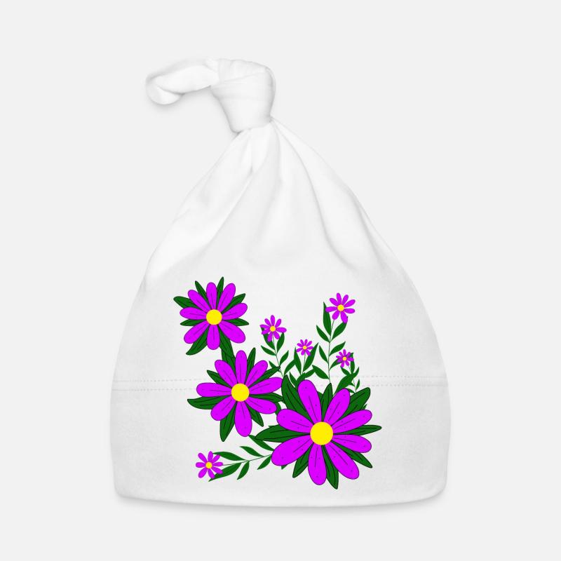 Motif fleur vrille marguerite fleur florale Bonnet bio Bébé