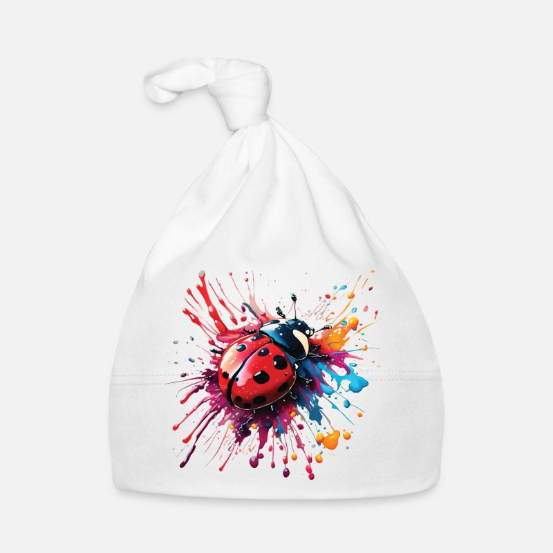 Conception de coccinelle colorée, pas de texte - Bonnet bio Bébé - blanc
