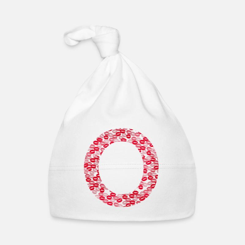 Lettre O - cadeau initial - Bonnet bio Bébé - blanc