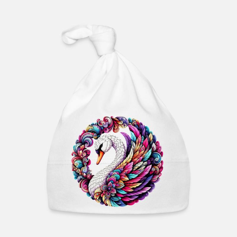 Cygne décoré de Mandalas Bonnet bio Bébé