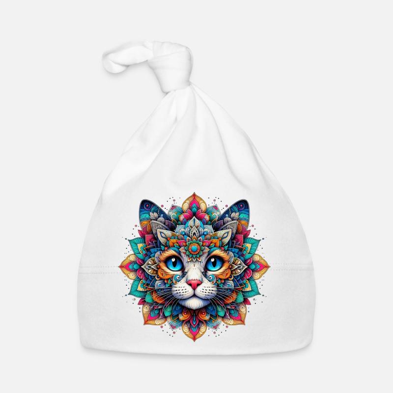 Chat décoré de Mandalas Bonnet bio Bébé