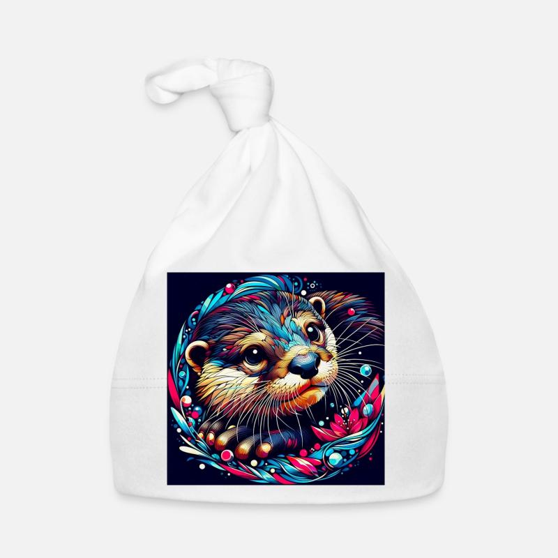 Loutre - Bonnet bio Bébé - blanc
