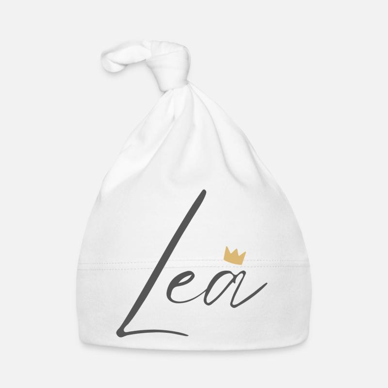 Princess Lea Crown Hemd – Name mit Buchstabe L - Baby Bio-Mütze - Weiß