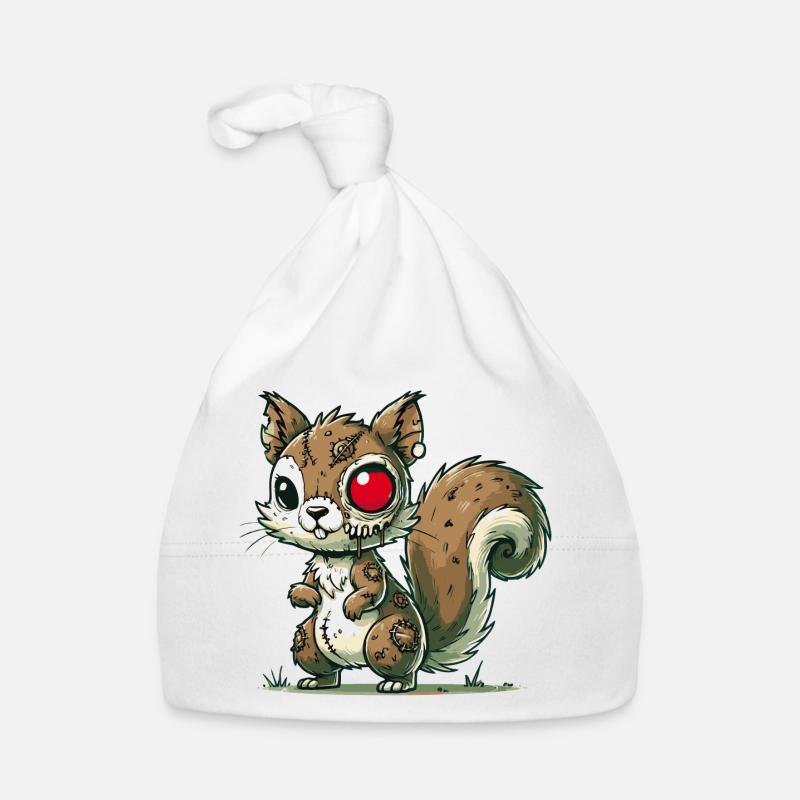 creepy zombie squirrel for halloween fun Organic Baby Cap
