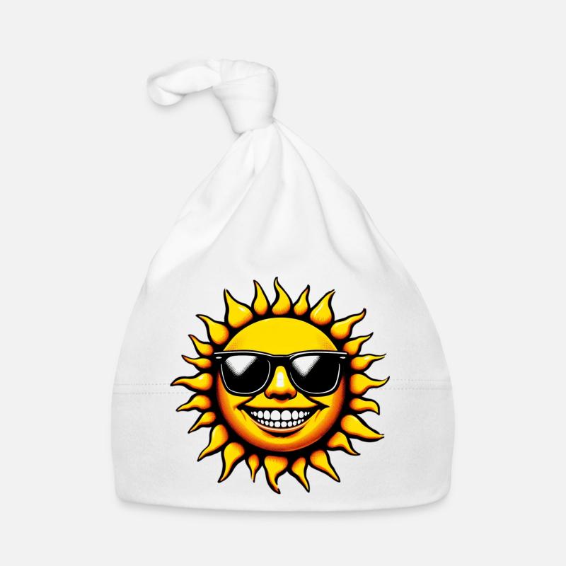 Soleil avec lunettes de soleil - Bonnet bio Bébé - blanc