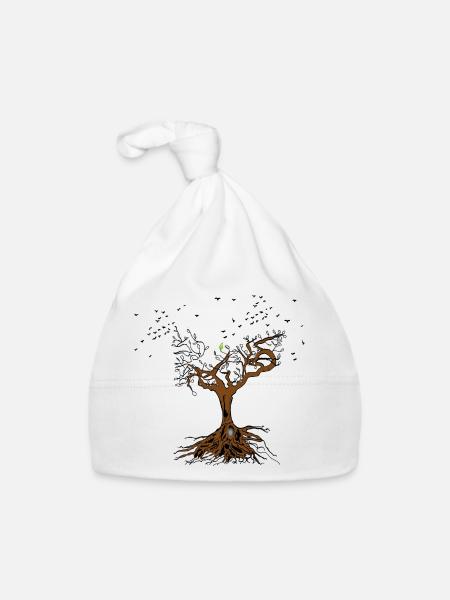 Tree - Organic Baby Cap - white - Front