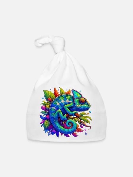 Caméléon - Bonnet bio Bébé - blanc - Devant