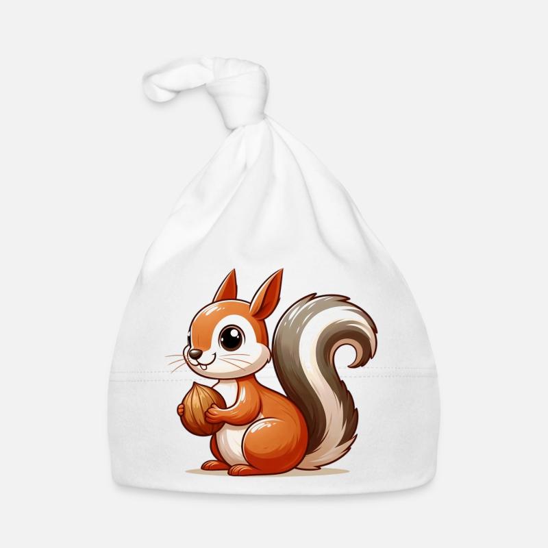 Écureuil - Bonnet bio Bébé - blanc
