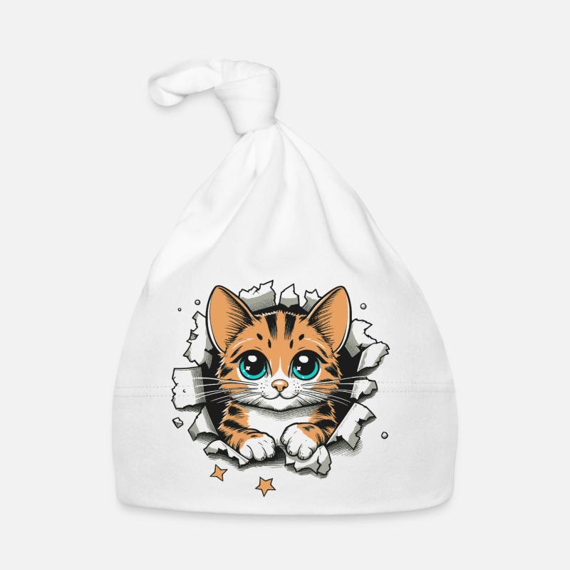 Chat mignon déchiré Bonnet bio Bébé