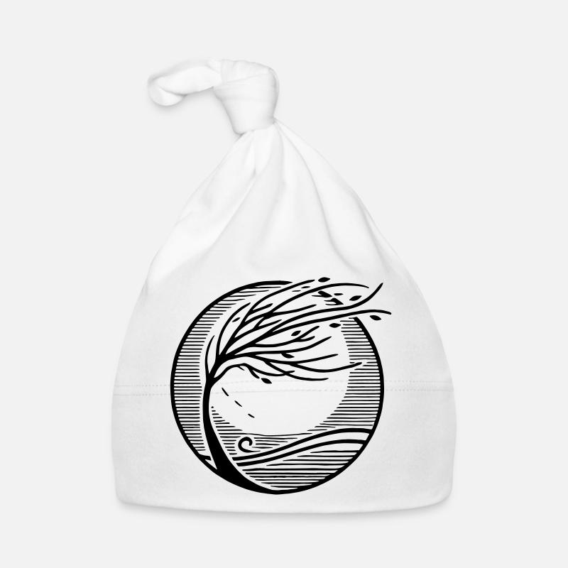Arbre à vent - L’élégance de la nature | Minimaliste - Bonnet bio Bébé - blanc