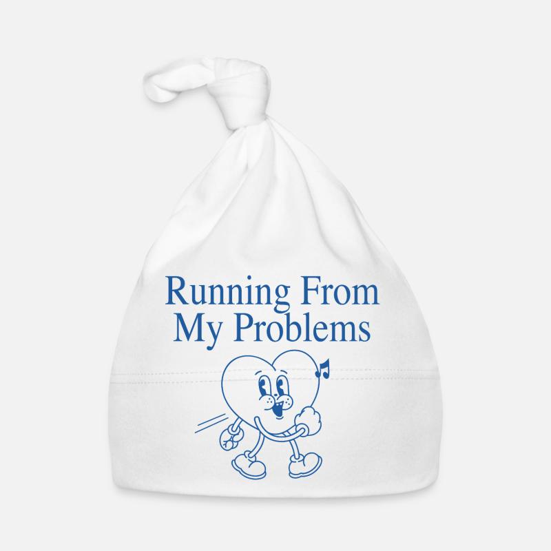 Laufendes Herz – Running From My Problems - Baby Bio-Mütze - Weiß