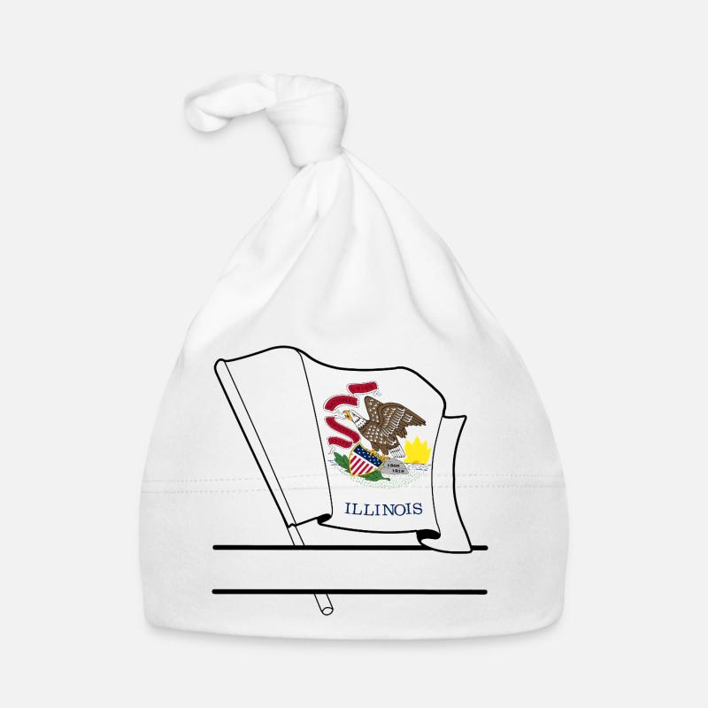 Drapeau Illinois bannière de texte Bonnet bio Bébé