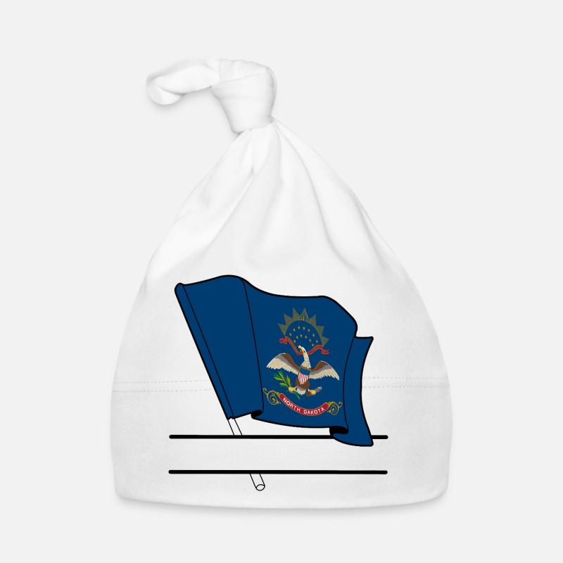 North Dakota Flagge Text Banner Baby Bio-Mütze