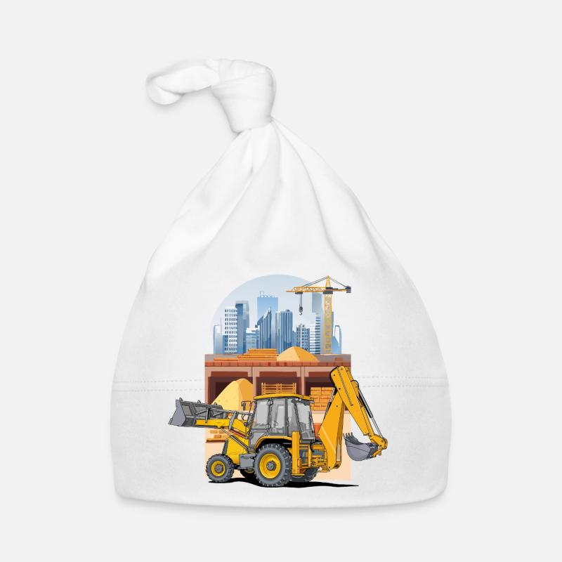 Backhoe Loader, Tractor Loader on Construction Site Organic Baby Cap