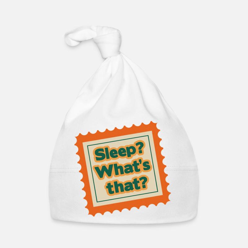 Sleep What’s That Retro Briefmarkendesign Baby Bio-Mütze