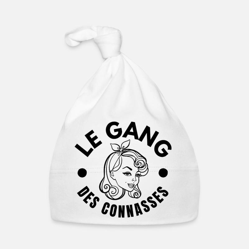 groupe de filles, meilleure copine - Bonnet bio Bébé - blanc