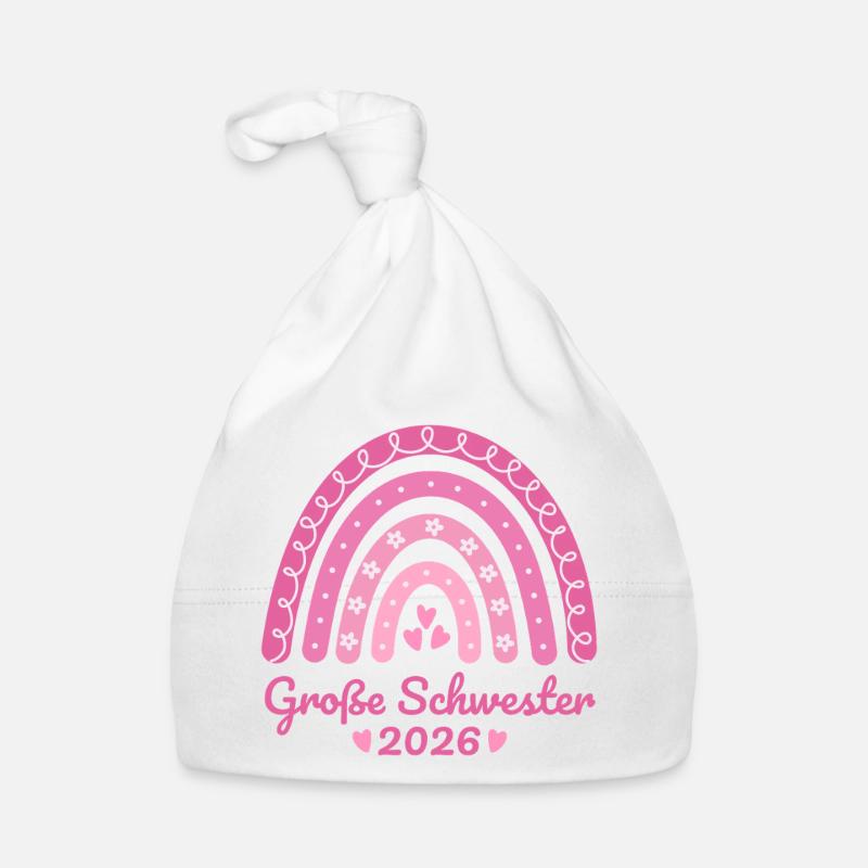 Große Schwester 2026 Regenbogen Baby Bio-Mütze